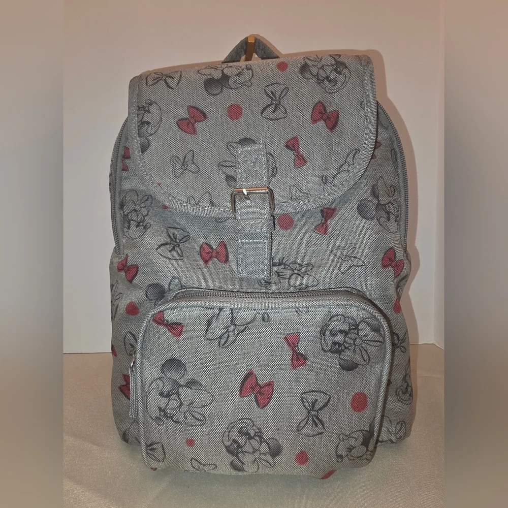 Disney Minnie Mouse Bows Mini Backpack - Gray & Red Cute Bag